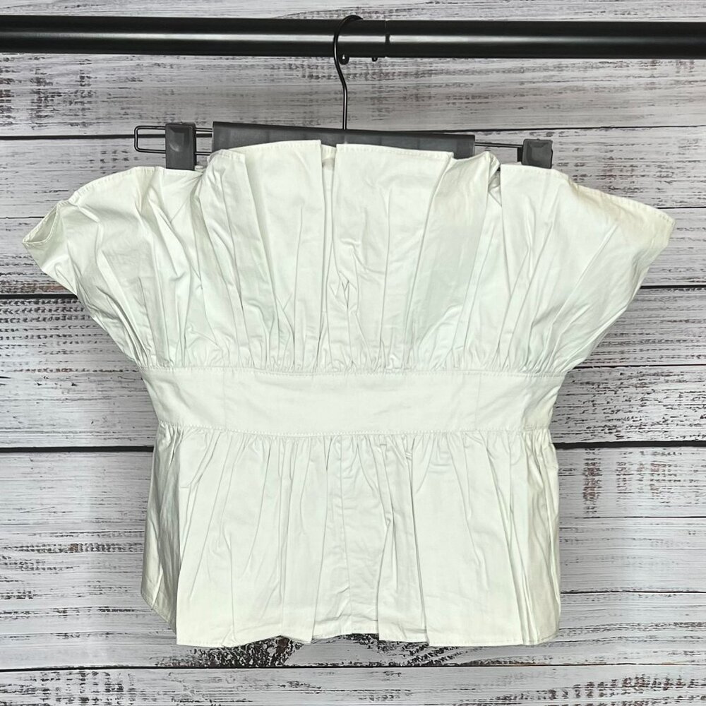 Sage Peplum Strapless Top